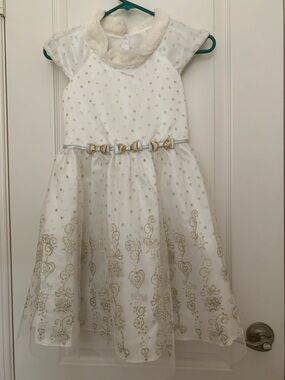 Jona Michelle Style CO3377: Ivory Gold Glitter Snowflake Dress